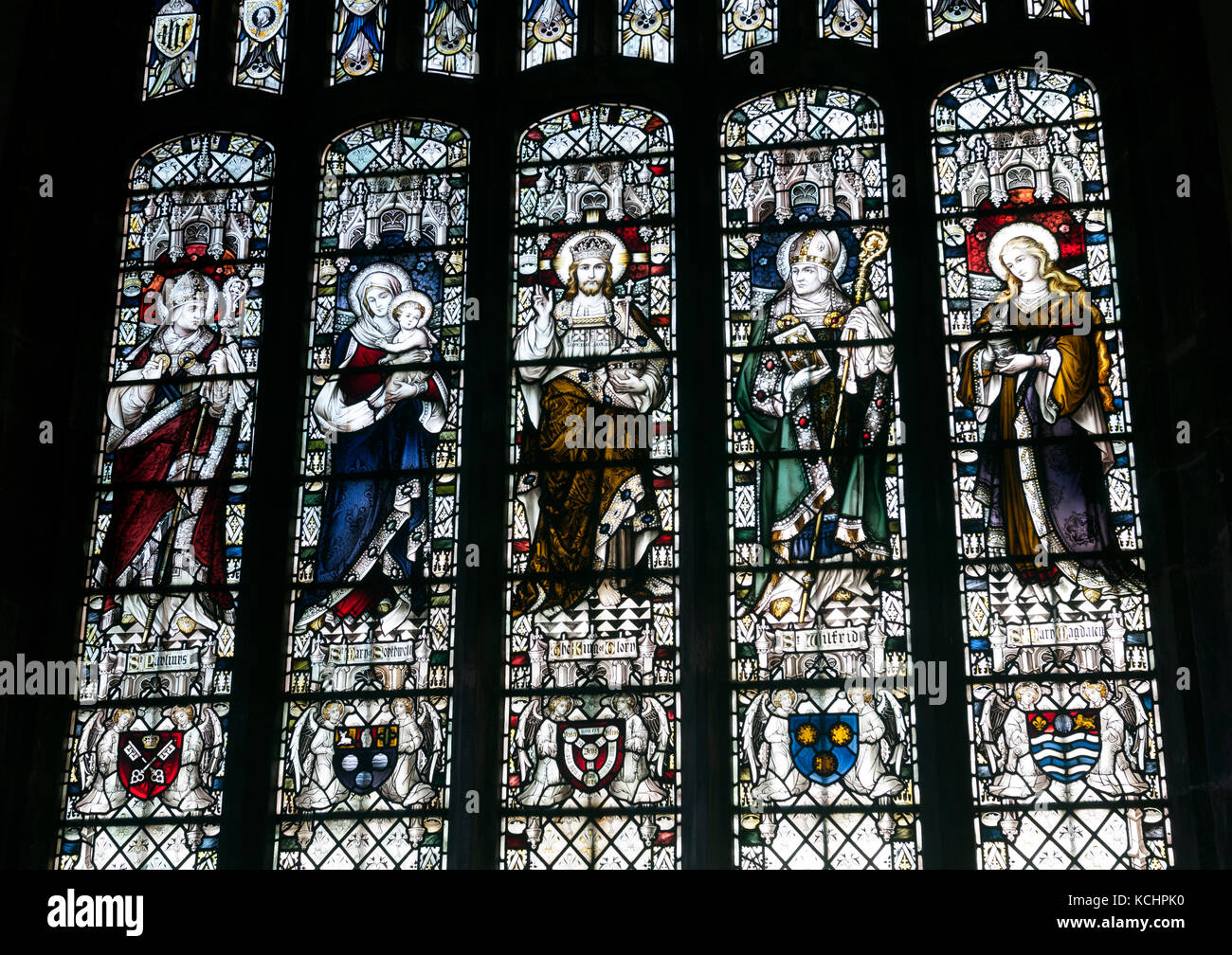 The east window, St. Wilfrid`s Church, North Muskham, Nottinghamshire, England, UK Stock Photo